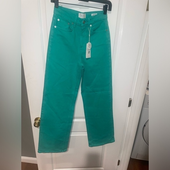 New! Rails The Getty High Rise Wide Leg Jeans in Emerald Green Size 25 🤍 - Picture 9 of 14